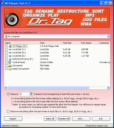 MP3 Repair Tool 1.5 screenshot