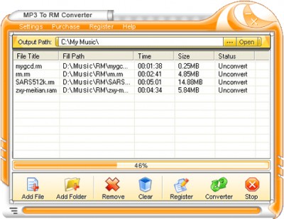 MP3 To RM Converter 1.30 screenshot