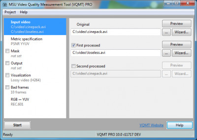MSU Video Quality Measurement Tool 11.1 screenshot