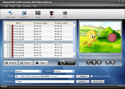 Nidesoft DVD to AVI Converter 5.4.72 screenshot