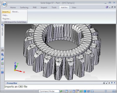 OBJ Import for Solid Edge 1.0 screenshot