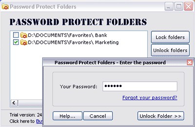 Password Protect Folders 1.0 screenshot