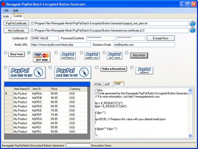 PayPal Batch Encrypted Button Generator 3.0 screenshot