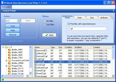 PCMesh Data Recovery and Wipe 2.1 screenshot