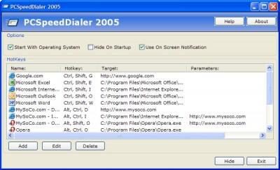 PCSpeedDialer 2005 1.4.0.0 screenshot