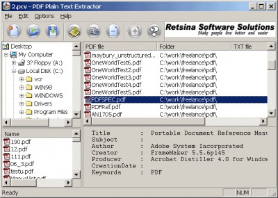 PDF Plain Text Extractor 4.2 screenshot
