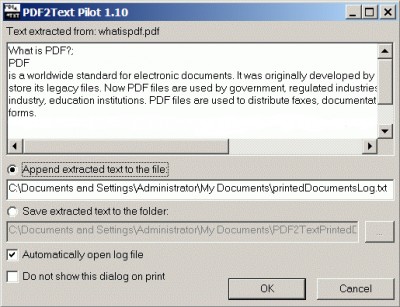 PDF2Text Pilot 1.10 screenshot
