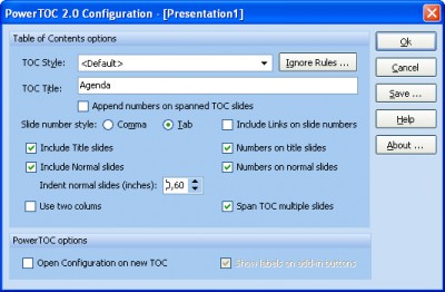 PowerTOC 2.2 screenshot