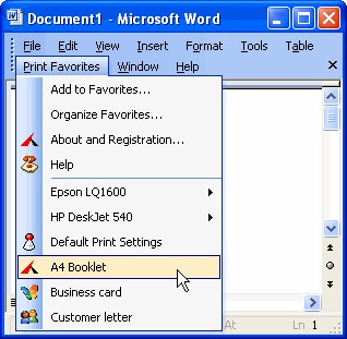 Print Favorites for Word 1.5 screenshot