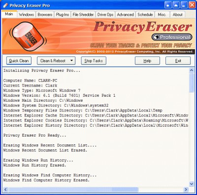 Privacy Eraser Pro 9.10 screenshot