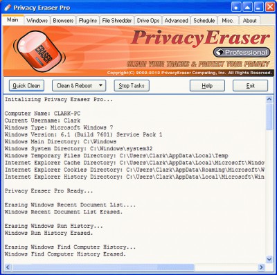 Privacy Eraser 8.05 screenshot