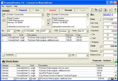 Proposal-Invoice 3.1.01 screenshot