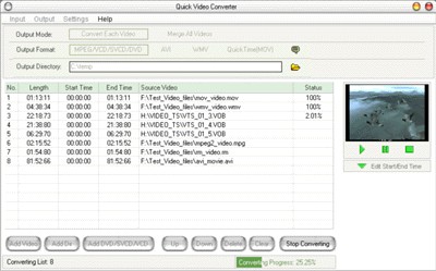 Quick Video Converter 5.80 screenshot