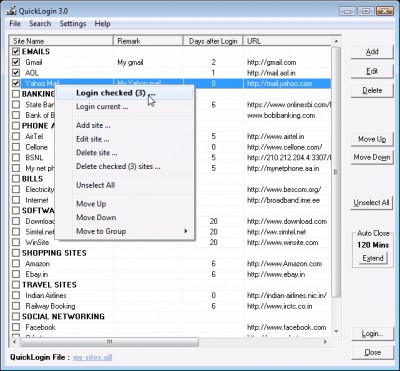 QuickLogin 3.0 screenshot
