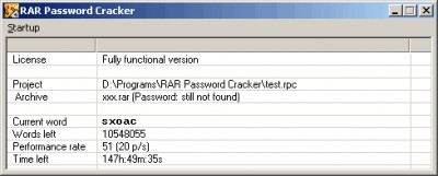 RAR Password Cracker 4.12 screenshot