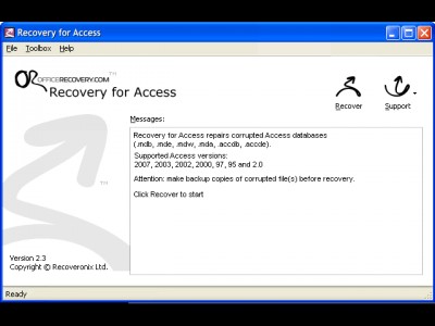 Recovery for Access 3.2.19679 screenshot
