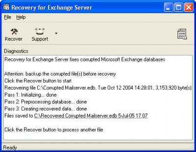 Recovery for Exchange Server 5.5.16840. screenshot