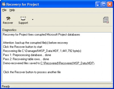 Recovery for Project 2.0.1013 screenshot
