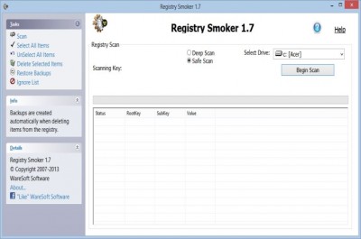 Registry Smoker 1.7 screenshot
