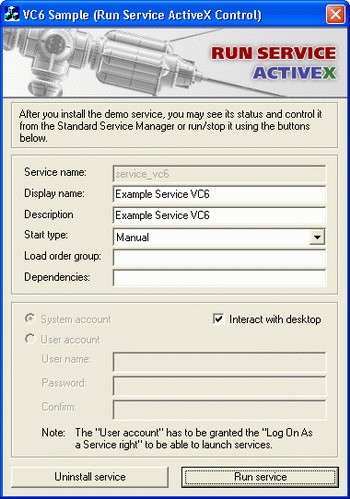 Run Service ActiveX 2.0 screenshot