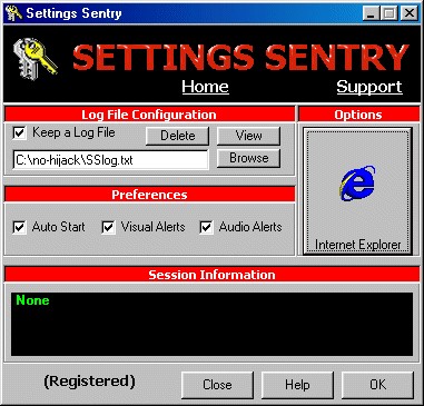 Settings Sentry 1.0 screenshot