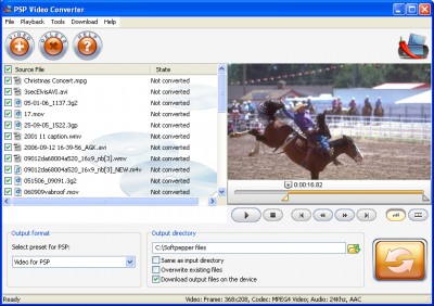 SoftPepper PSP Video Converter 1.2 screenshot