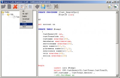 Source Code Organizer 1.o5 screenshot