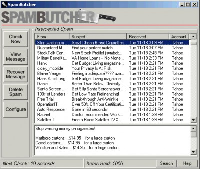 SpamButcher 2.1xd screenshot