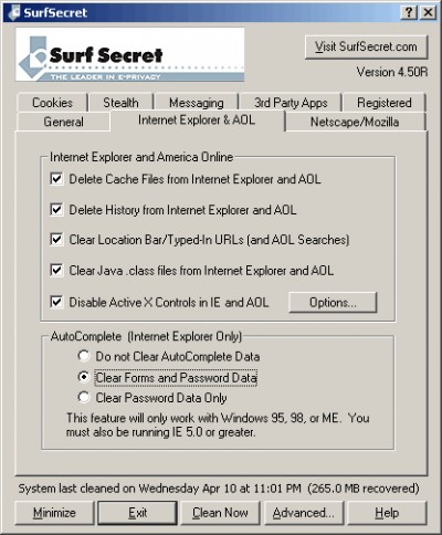 SurfSecret Privacy Protector 5.02 screenshot