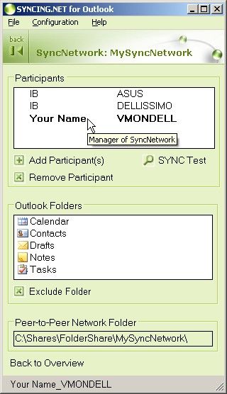 SYNCING.NET for Outlook 1.25 screenshot