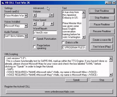 Text To Wave ActiveX Server DLL 2.0 screenshot