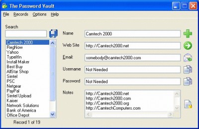 The Password Vault 2.0 screenshot