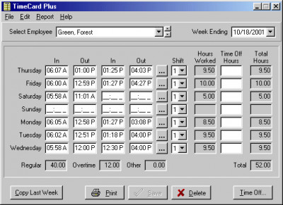 TimeCard Plus 3.7.1 screenshot