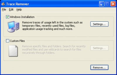Trace Remover 1.3 screenshot