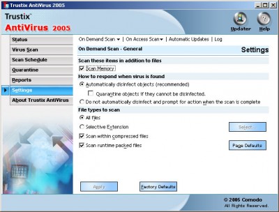 Trustix AntiVirus 2005 2.2 screenshot