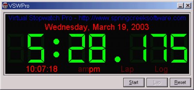 Virtual Stopwatch Pro 3.20 screenshot