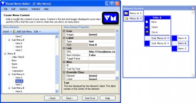 Visual Menu Maker 3.11 screenshot