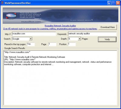 WebPlacementVerifier 1.0 screenshot