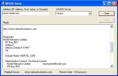 Whois Activex Control 5.0.0.1 screenshot