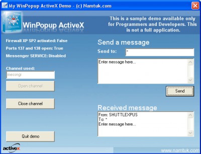 WinPopup ActiveX 1.04 screenshot