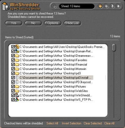 WinShredder 2.01 screenshot