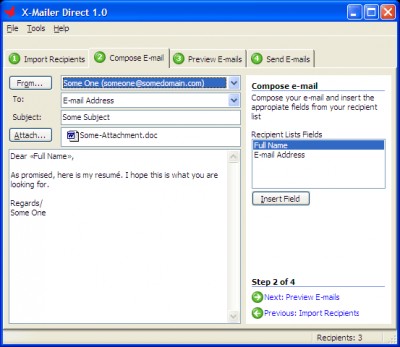 X-Mailer Direct 1.3 screenshot
