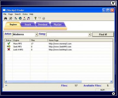 Zilla MP3 Finder 3.0.0.1 screenshot